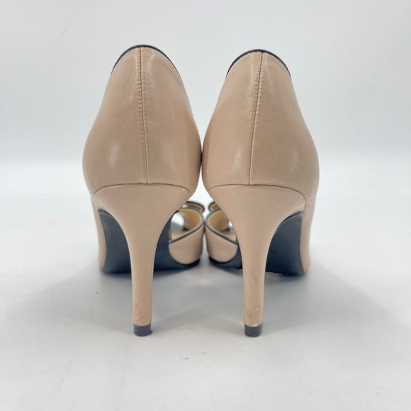 Kelly & Katie Cream & Black Stiletto Heels | Bow Accent - Picture 4 of 8